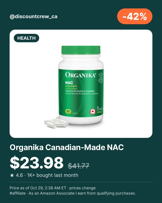 Organika Canadian-Made NAC, -42%