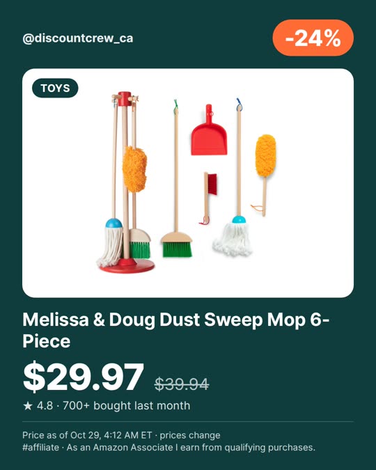 Melissa & Doug Dust Sweep Mop 6-Piece, -24%