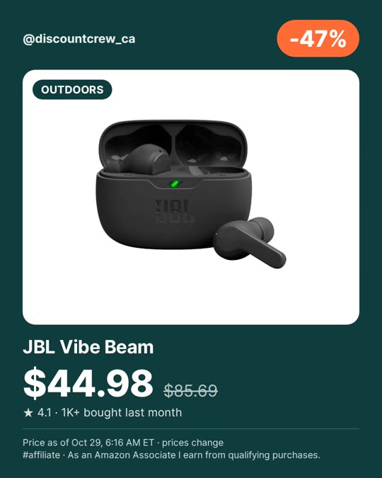 JBL Vibe Beam, -47%