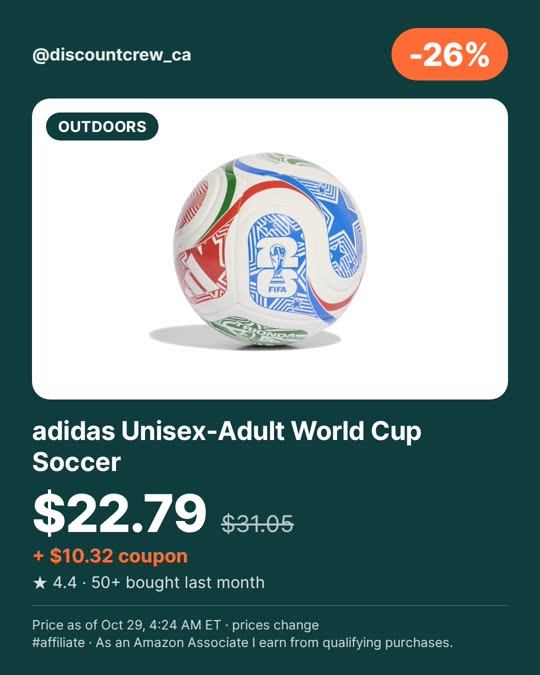 adidas Unisex-Adult World Cup Soccer, -26%