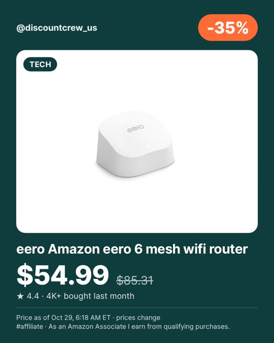 eero Amazon eero 6 mesh wifi router, -35%