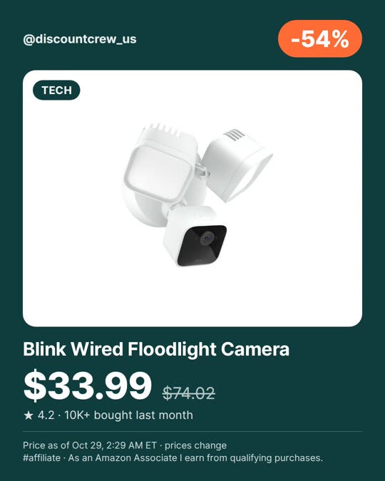 Blink Wired Floodlight Camera, -54%