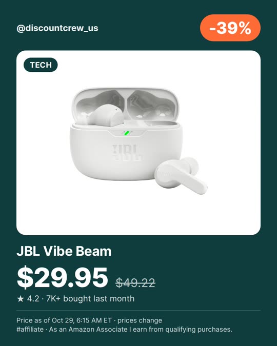 JBL Vibe Beam, -39%