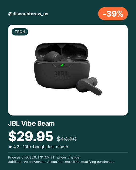 JBL Vibe Beam, -39%