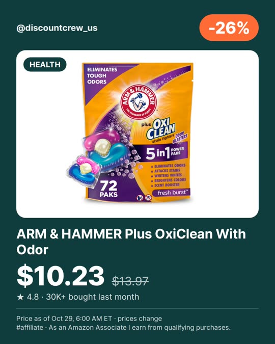 ARM & HAMMER Plus OxiClean With Odor, -26%